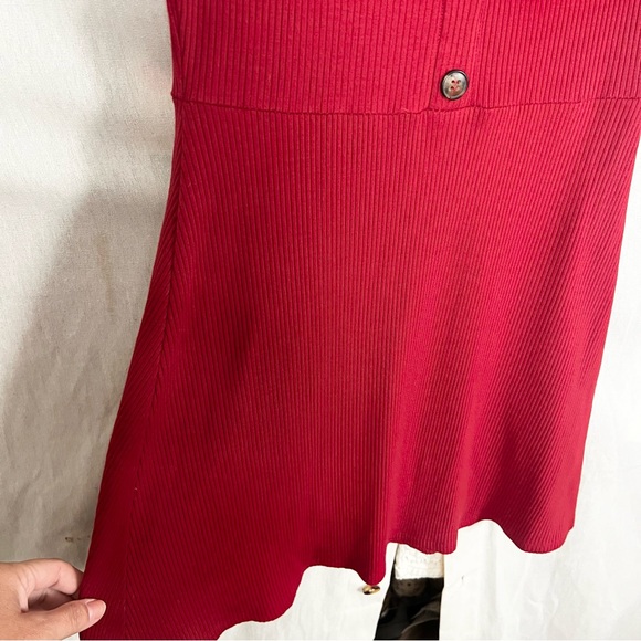 Reformation Cardinal Red Ribbed Mini Dress Small - Picture 6 of 10